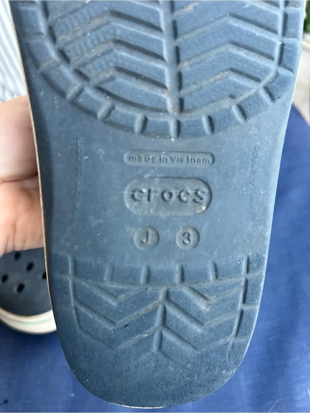 CROCS Kids Navy Clogs with Aqua Heel Strap